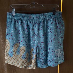 Blue Ice Cream Patterned Shorts